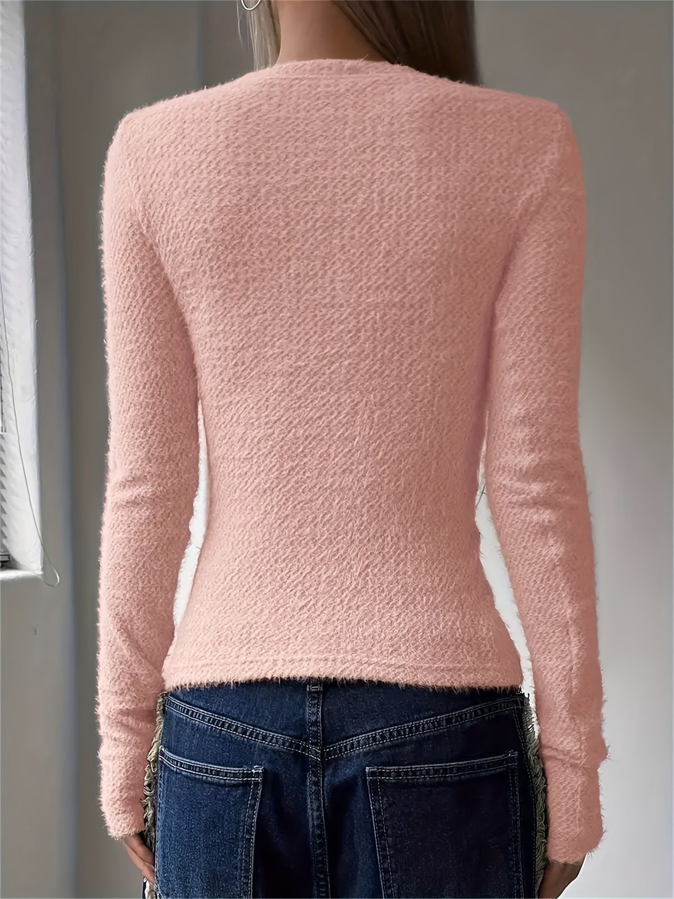 Women'S Casual Long Sleeve Knit Top,