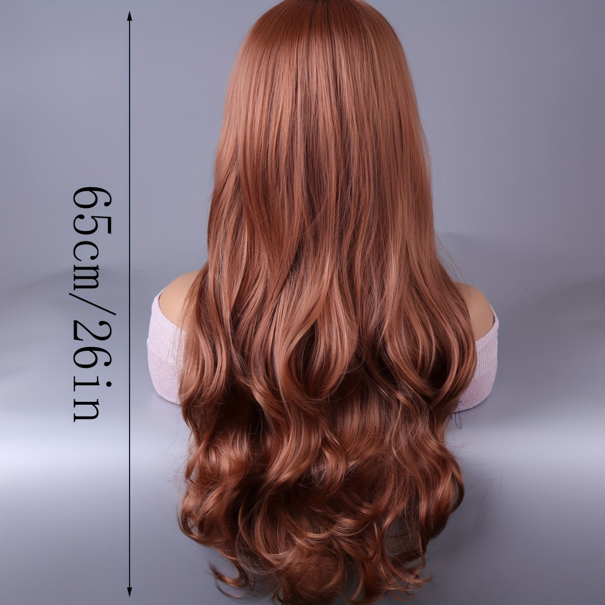 Long Reddish Brown Curly Wig With Bangs For Women Curly Wavy Wigs Synthetic Heat Resistant Fiber For Daily Party Cosplay Use