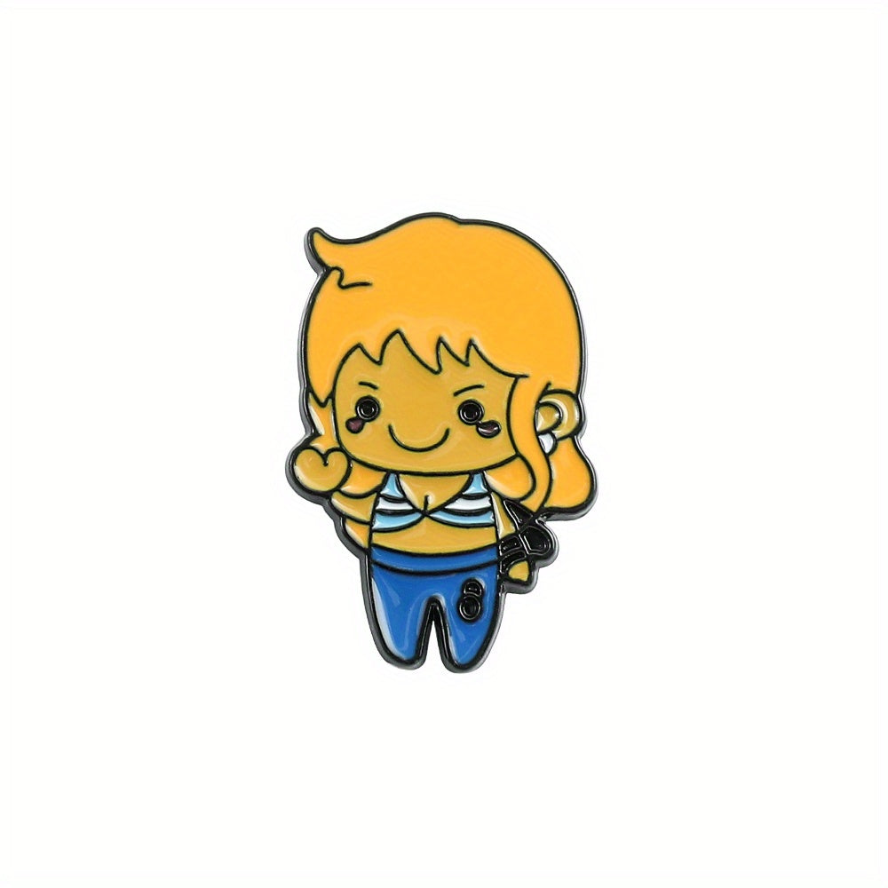 1pc Creative Cartoon Figure DIY Metal Pin Badge for Clothes, Backpack, Hat - Perfect Holiday Party Gift for Teens