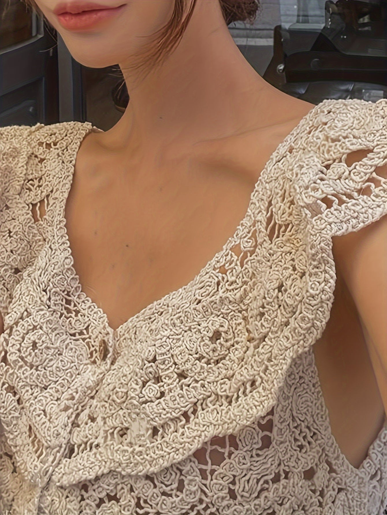 Solid Color Button Front Blouse, Boho Short Sleeve Cut Out Cardigans Top.