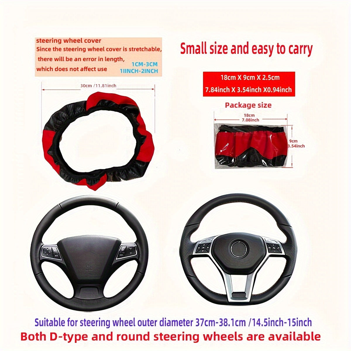 Universal Carbon Fiber Elastic PU Leather Car Steering Wheel Cover