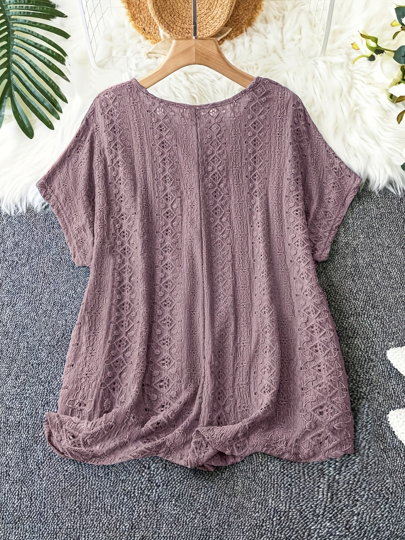 Plus Size - Women'S Elegant V-Neck Bat Sleeve T-Shirt - Slim Fit,