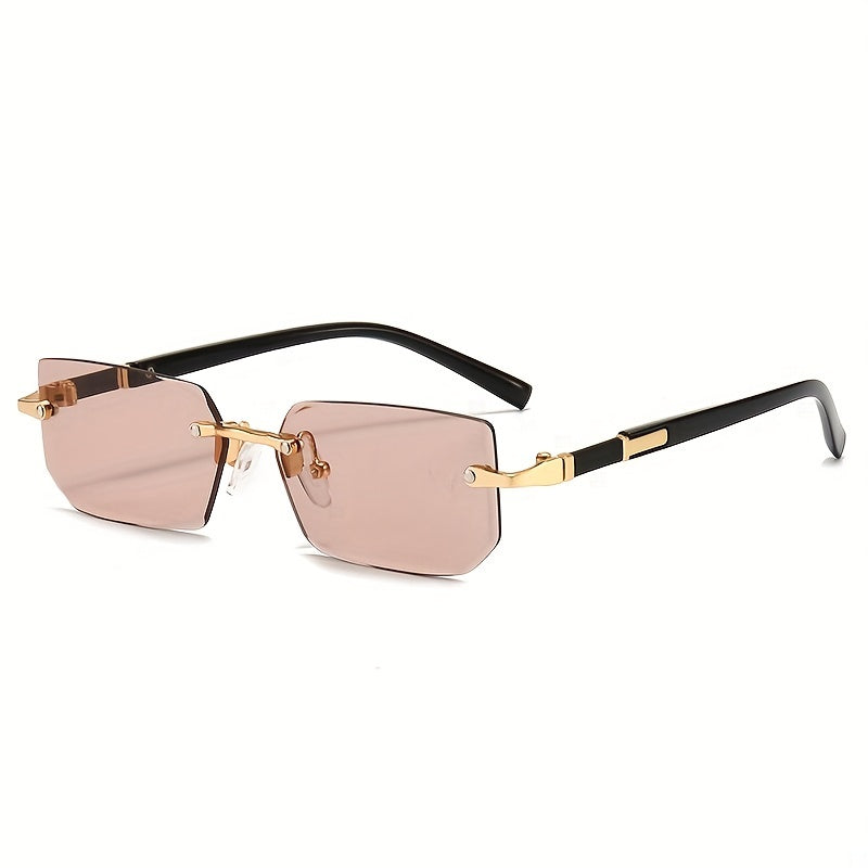 Rimless Rectangle Fashion Metal Shades Eyeglasses Small Women .