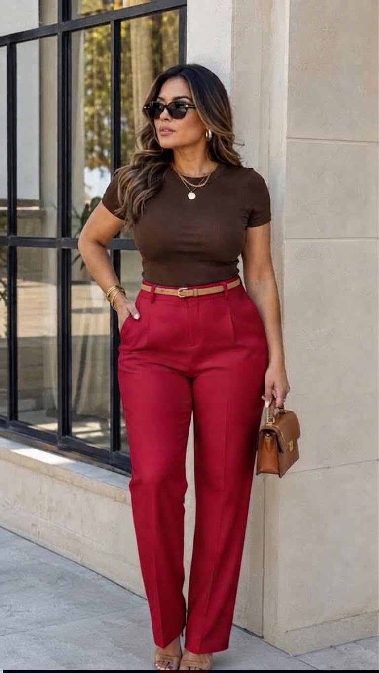 Women’s High Waist Straight Leg Colored Trousers | Office Smart Casual Pants | Size 26”–36” | UAE