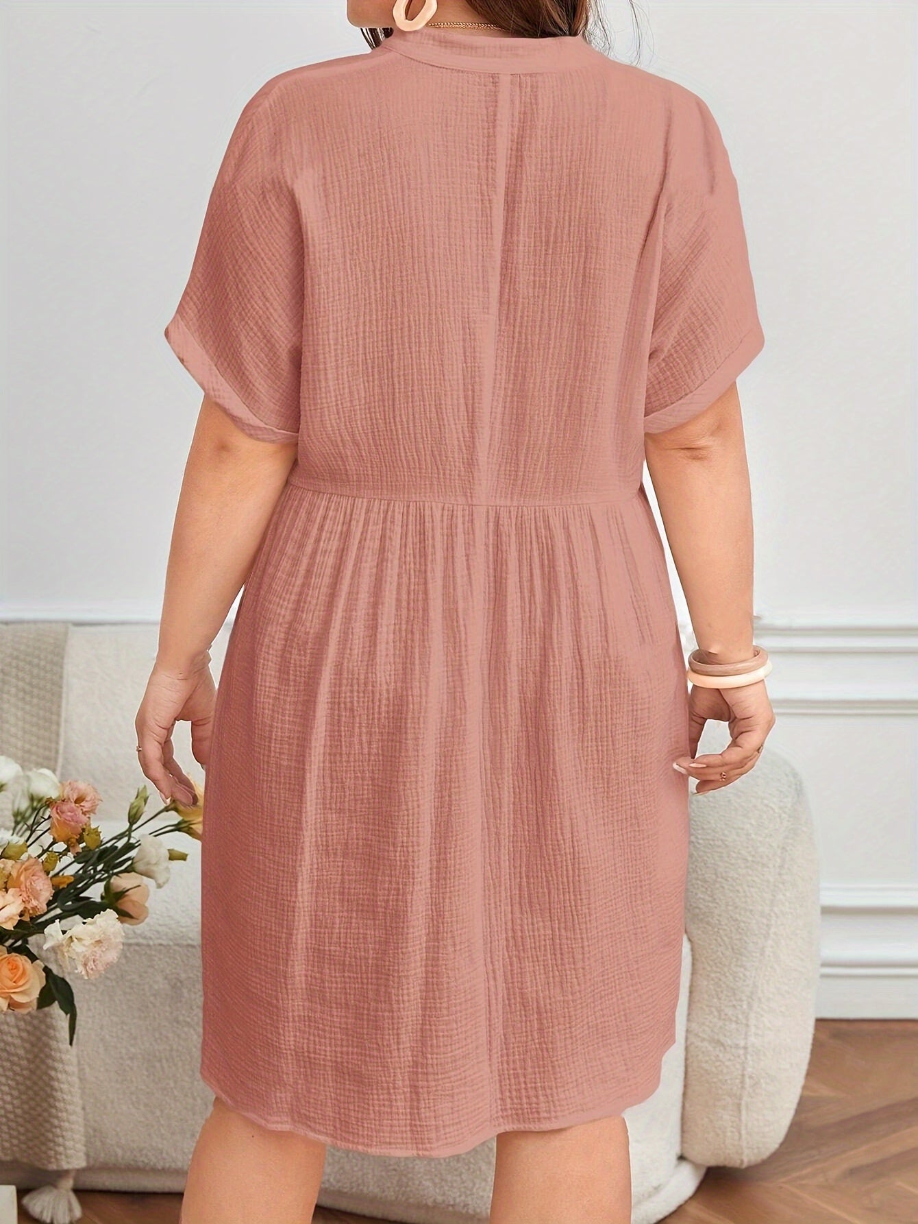 ZD8033-Ladies' Fashionable Elegant Plus Size Shirt Dress