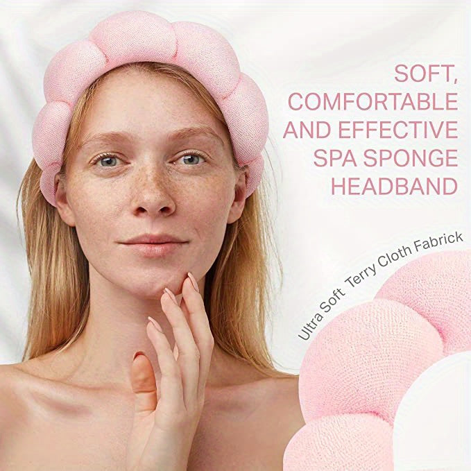Spa Headband For Washing Face Sponge Makeup Skincare Headband Bubble Hairband For Women  ladies Fashion Headband Puffy Headwear Non Slip Thick Thin Hair Accessory