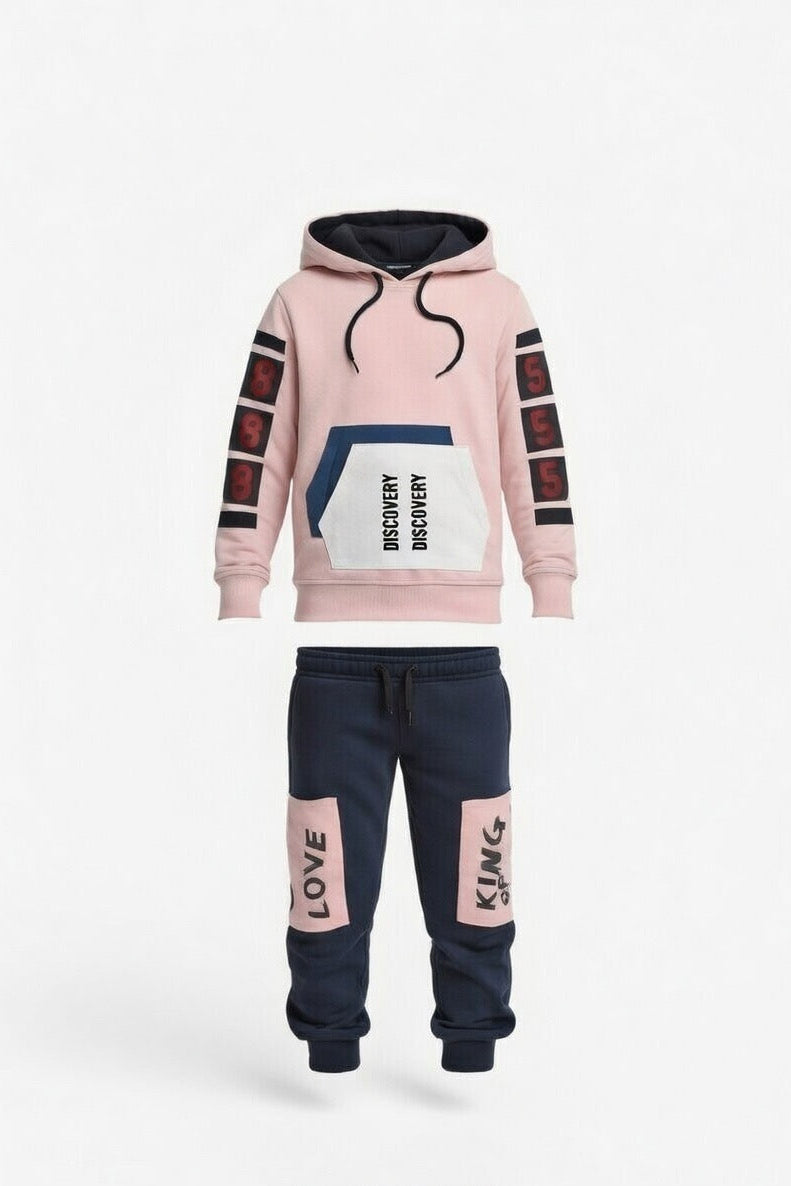 Kids Discovery Graphic Hoodie & Jogger Tracksuit Set |MH Size (4-14Years)