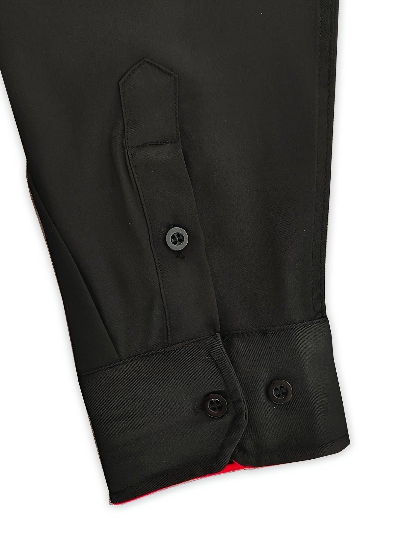 Men's Red Trim Design Lapel Collar Design Dress Shirts,