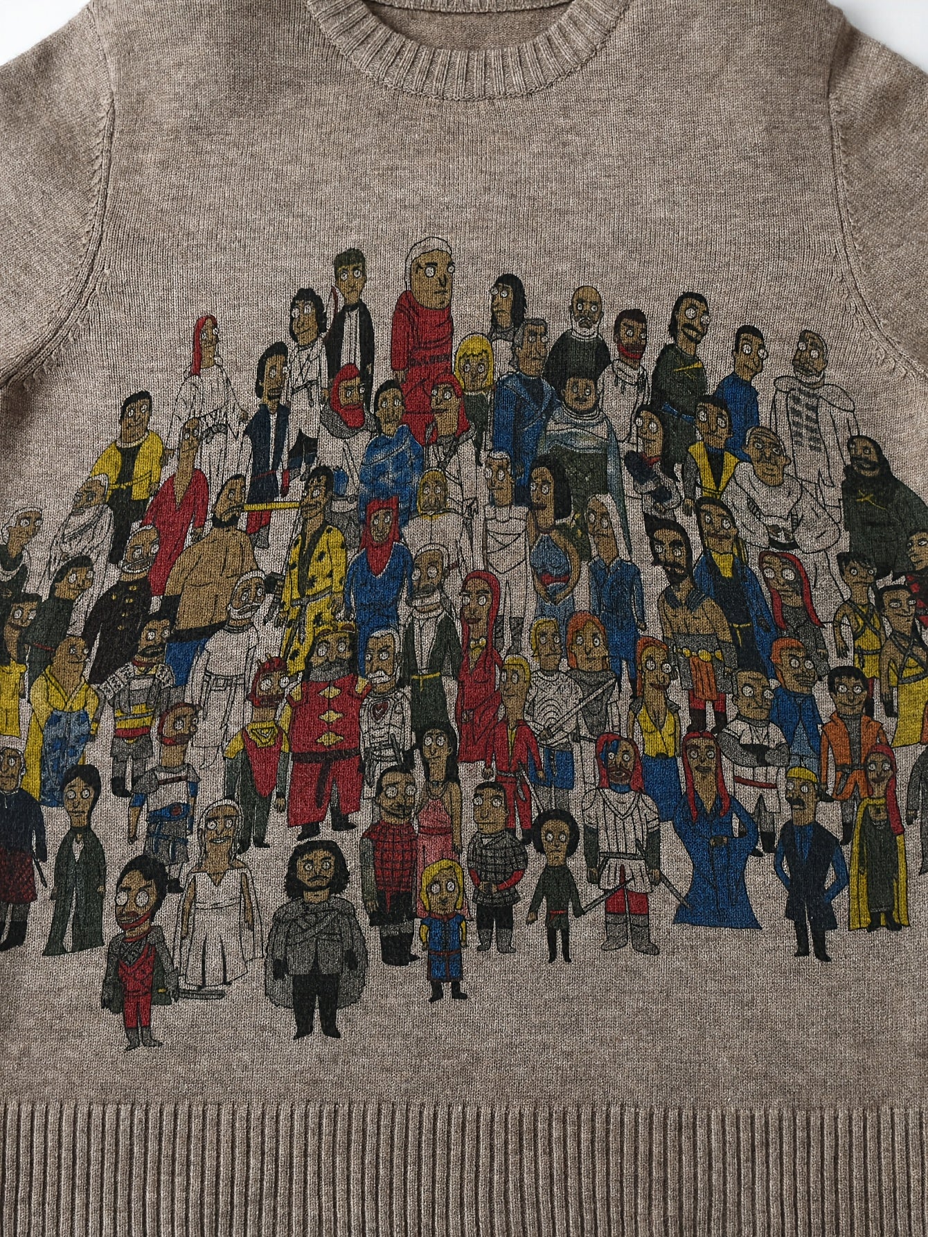 Men'S Cartoon Print Crew Neck Sweater, Casual Street Style Knit Pullover,
