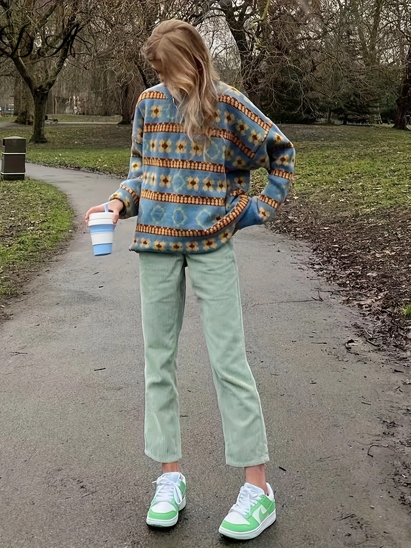 Womens Floral Charm - Soft Crew Neck Pullover Sweater .