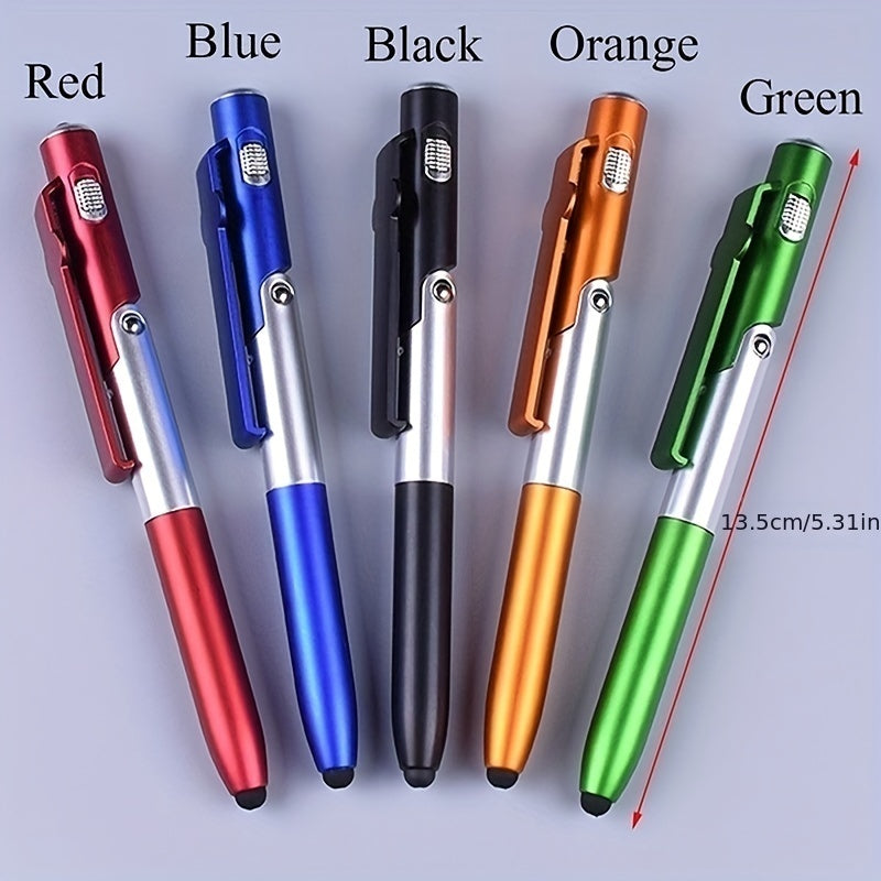 1pc Multi-function 4-in-1 Foldable Ballpoint Pen Stylus (Flashlight + Support) For Tablet Cellphone Gift For Birthday/Easter/President's Day