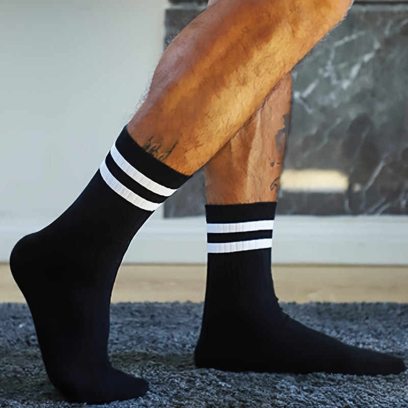 6 Pairs of Stylish Men's Crew Socks - Breathable,/MH