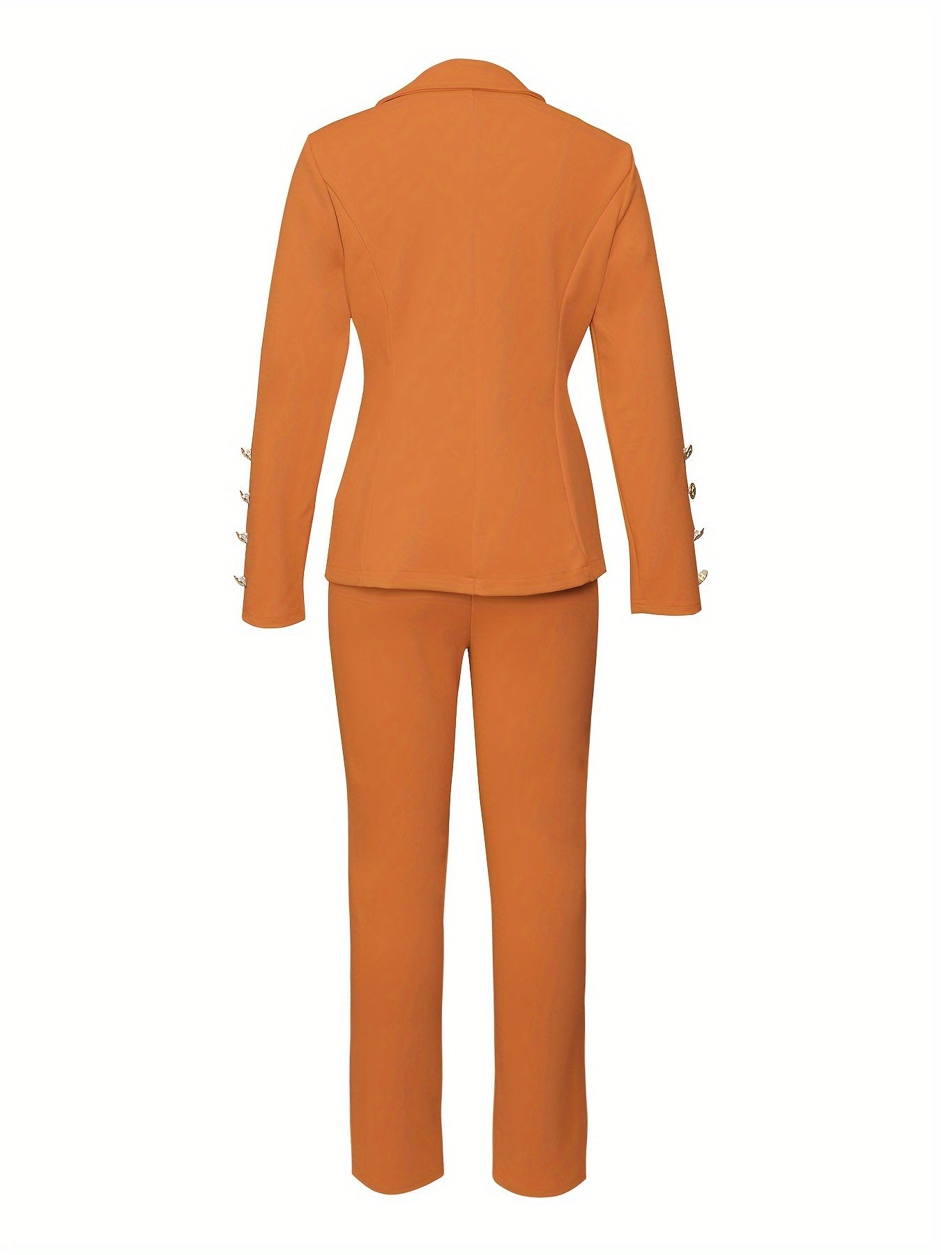 Business Casual Two-piece Set, Double-breasted Lapel Blazer.