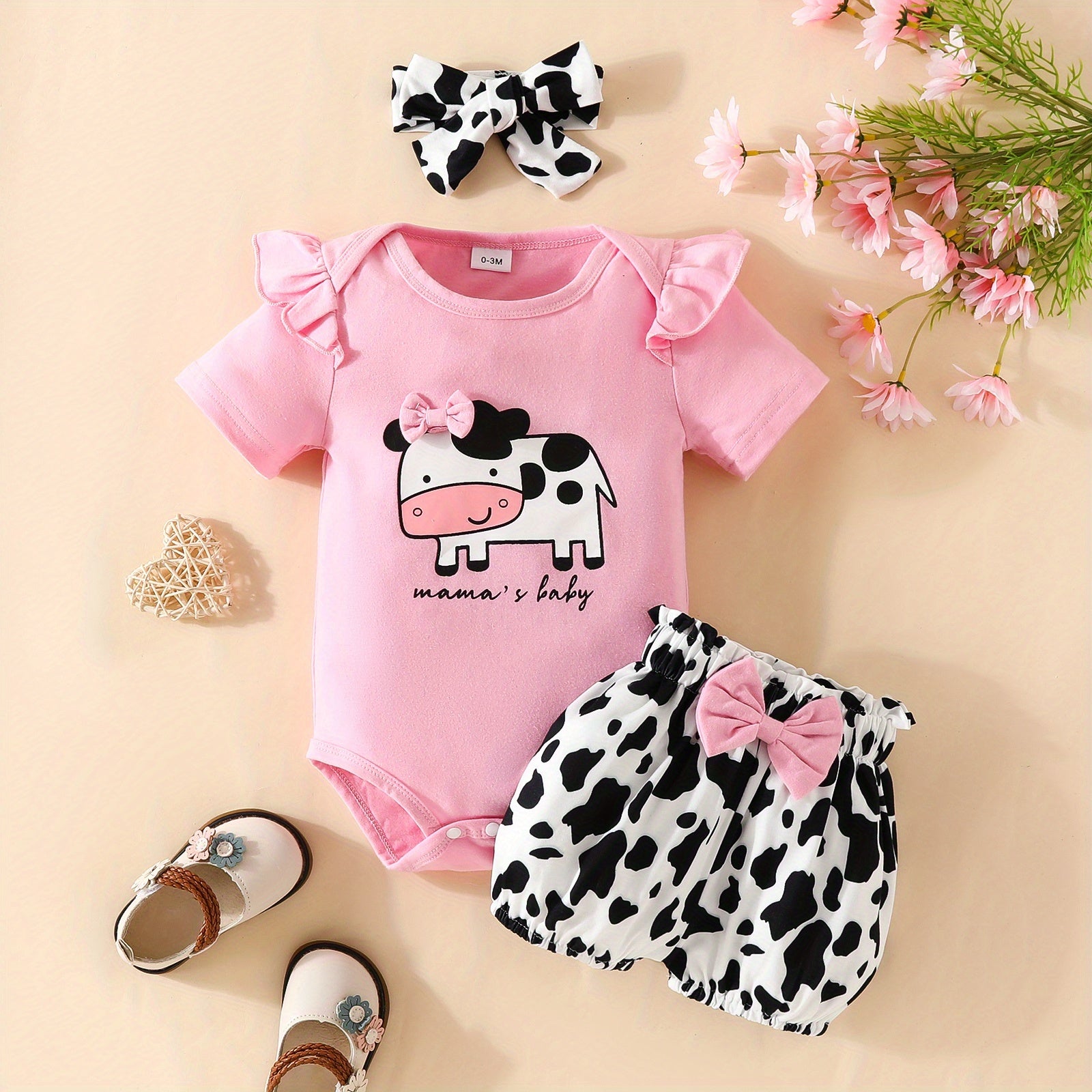 3pcs Short Sleeve & Shorts Set for Newborns - "I'm Daddy's Girl"