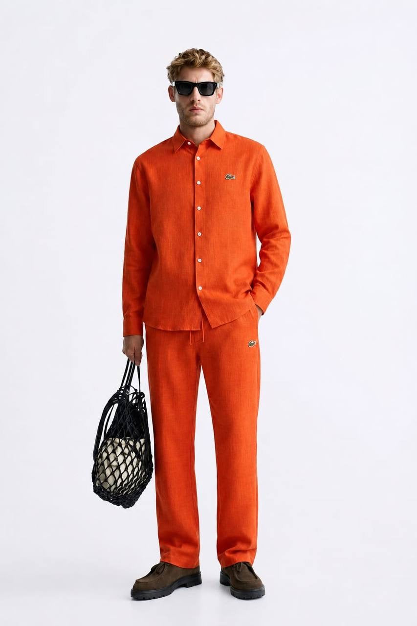 Men’s Premium Rich Linen Co-ord Set | Full Sleeve Shirt & Wide Leg Trouser | Luxury Seeta Set | M–XXL