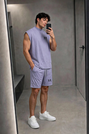 Men's Oversized Muscle Tee & Shorts Set | Breathable Gym Coord - 8 Colors | Sizes M-XXL |MH