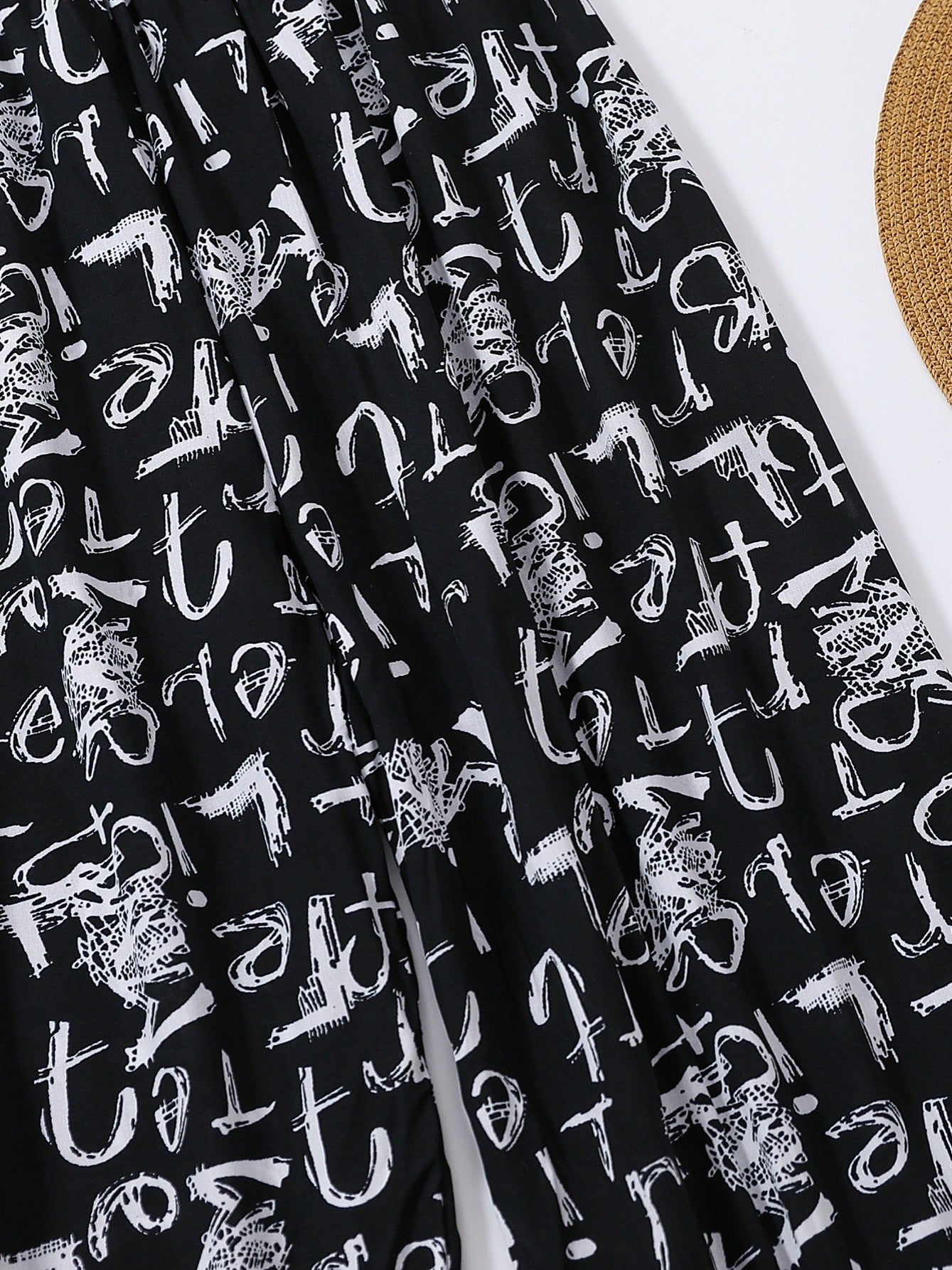 Women's Loose Fit Wide Leg Flare Pants with Print, Comfortable.