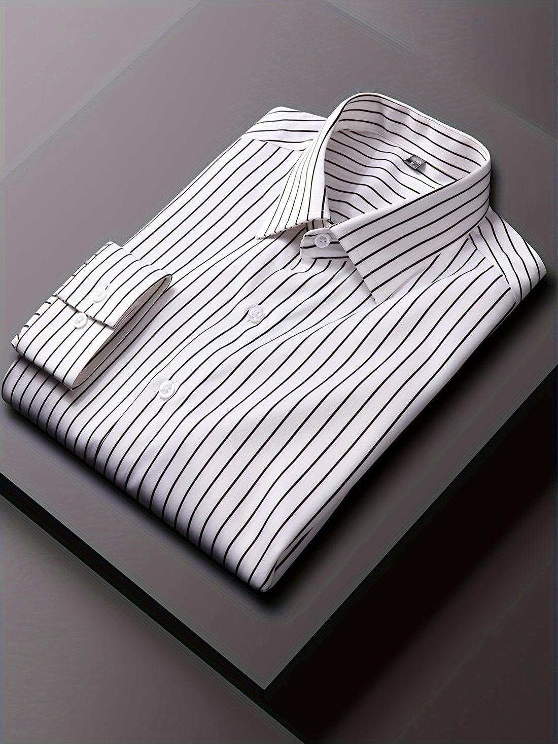 Men's Striped Lapel Collar Design Dress Shirts,