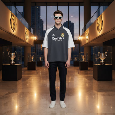 Men’s Real Madrid Inspired Oversized Men's Polo Zipper Jersey Club T-shirt  | Premium Quality | M–XXL | Mh-ae