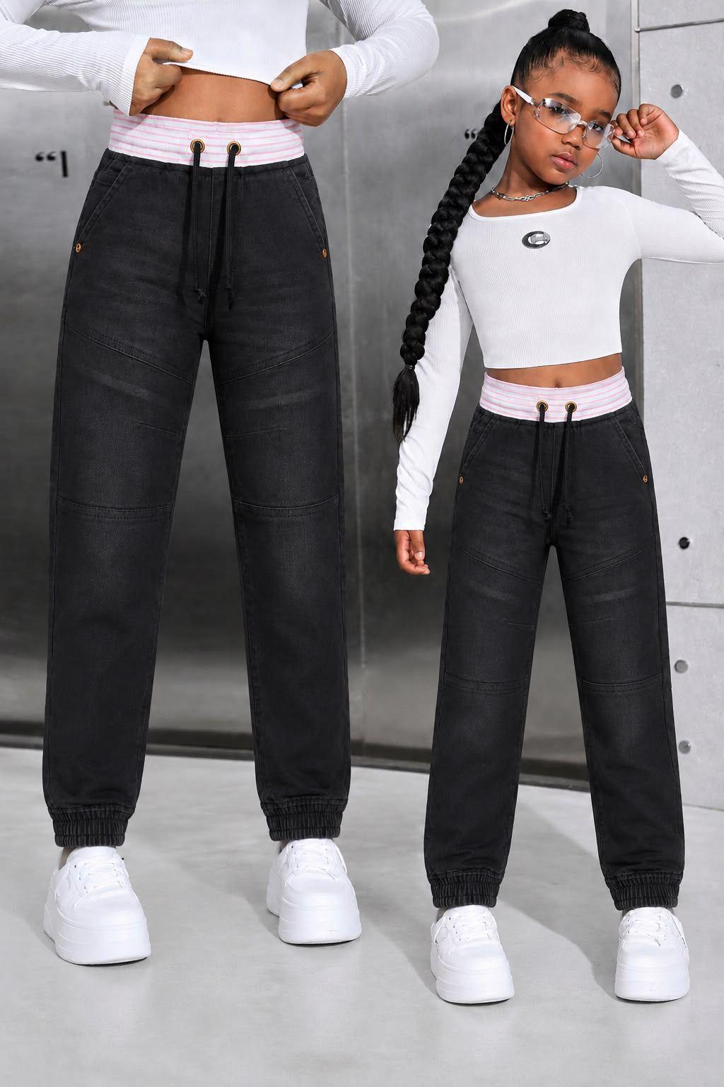Girls Jogger Denim Pants | Casual Everyday Trousers | Comfortable Fit | Age 1–12 Years | UAE