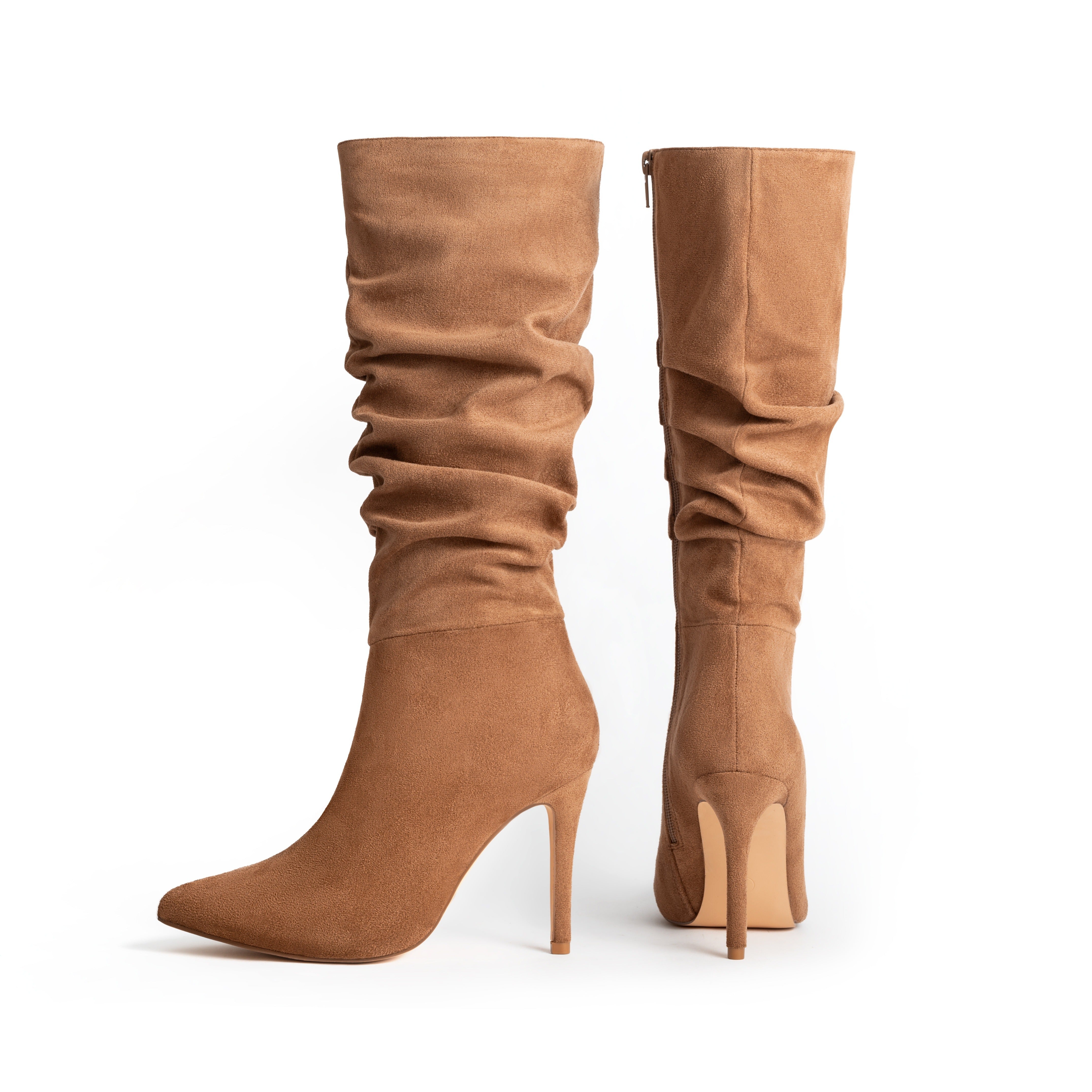 Stylish Women's Long Boots - Pleated Design, /MH