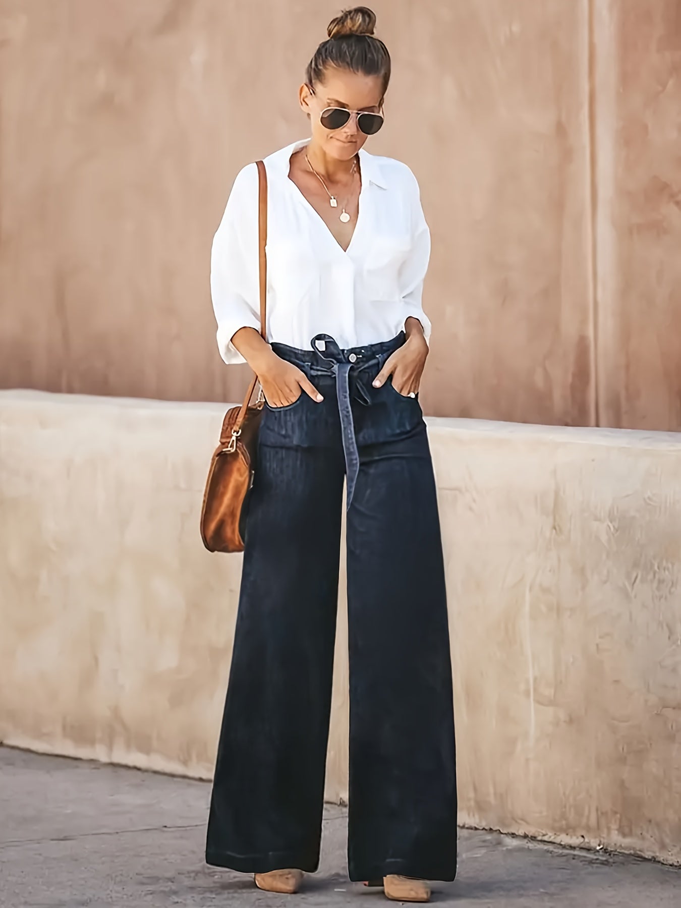Women'S Stretch High-Waisted Wide-Leg Jeans - ./MH