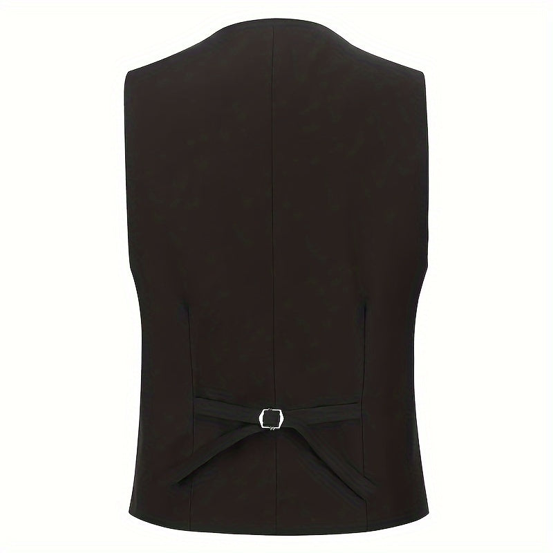 3-Piece Men's Classic Solid Dress Suit Set, One-Button Jacket Blazer.