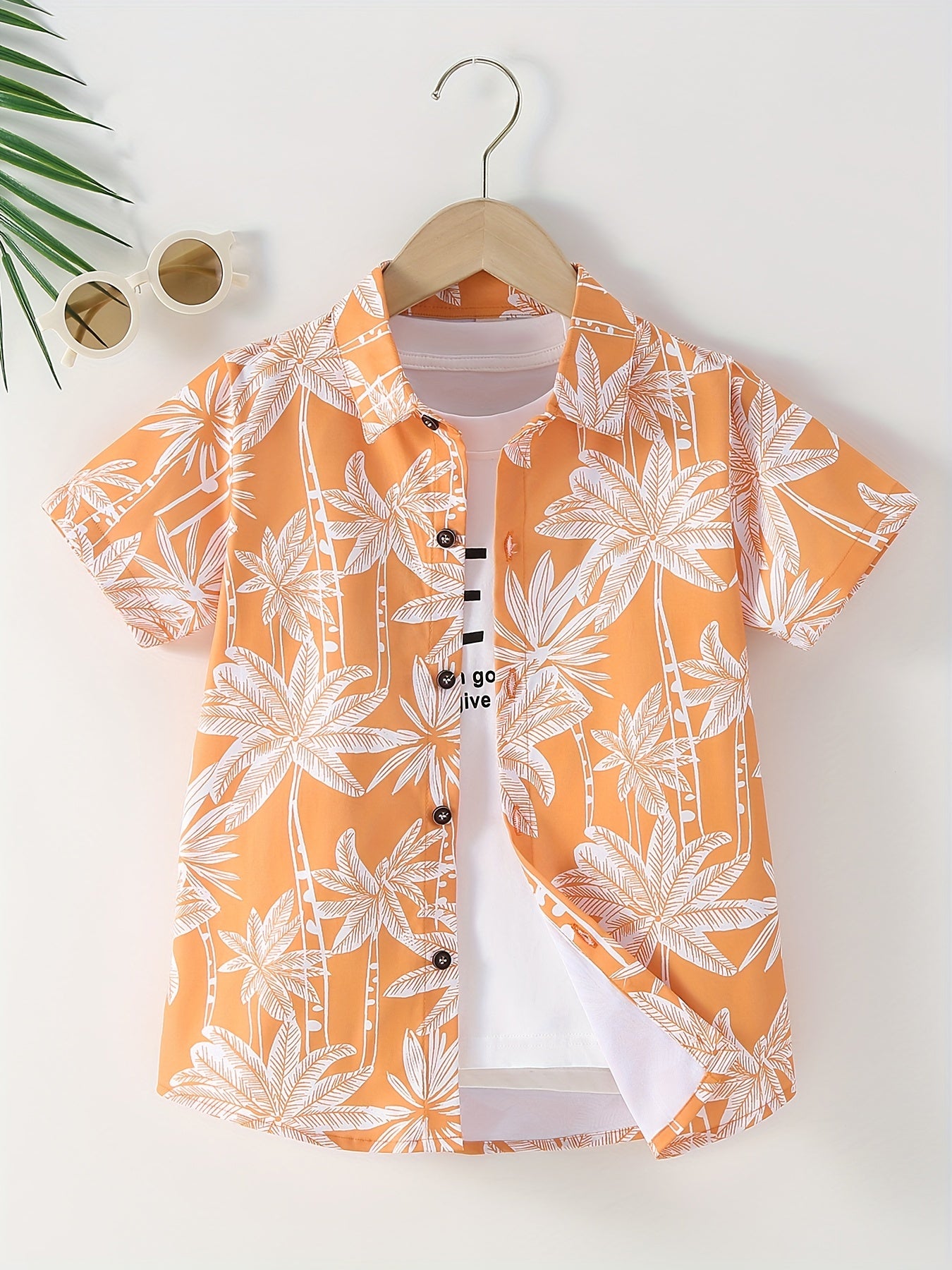 Funny Shirts For Boys Trendy Shirts Coconut Tree Pattern Print Short Sleeve.