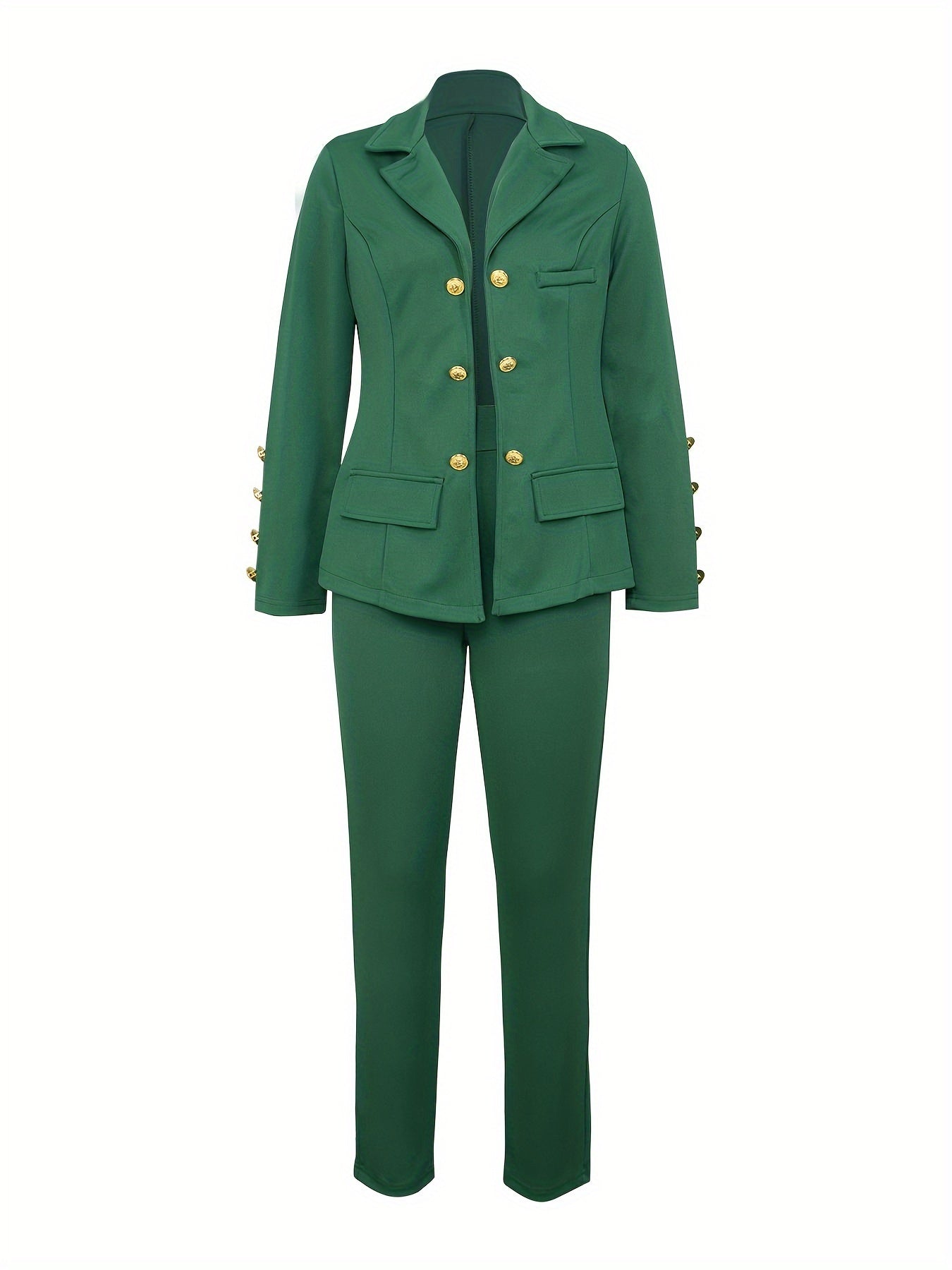 Business Casual Two-piece Set, Double-breasted Lapel Blazer.