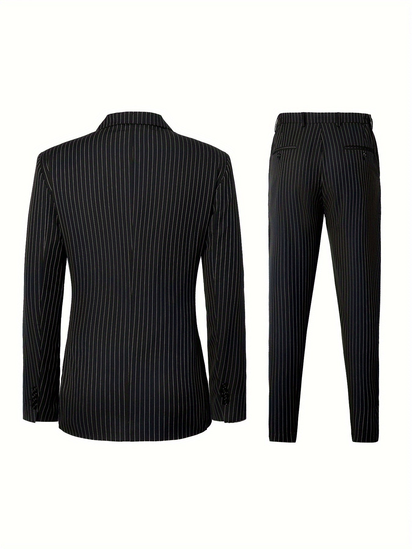 2-Piece Men's Light Business Style Double Breasted Striped Suit Set,