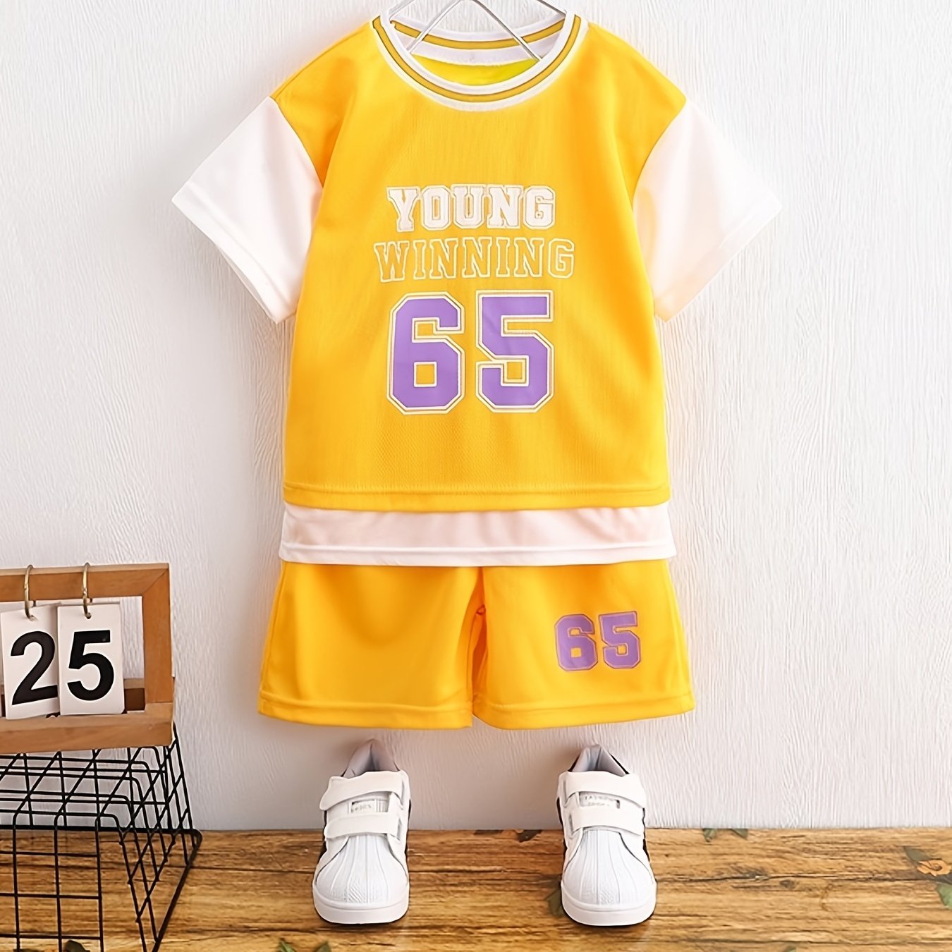 Boys "Young Winning" Number "65" Casual Outfit Round Neck T-shirt.