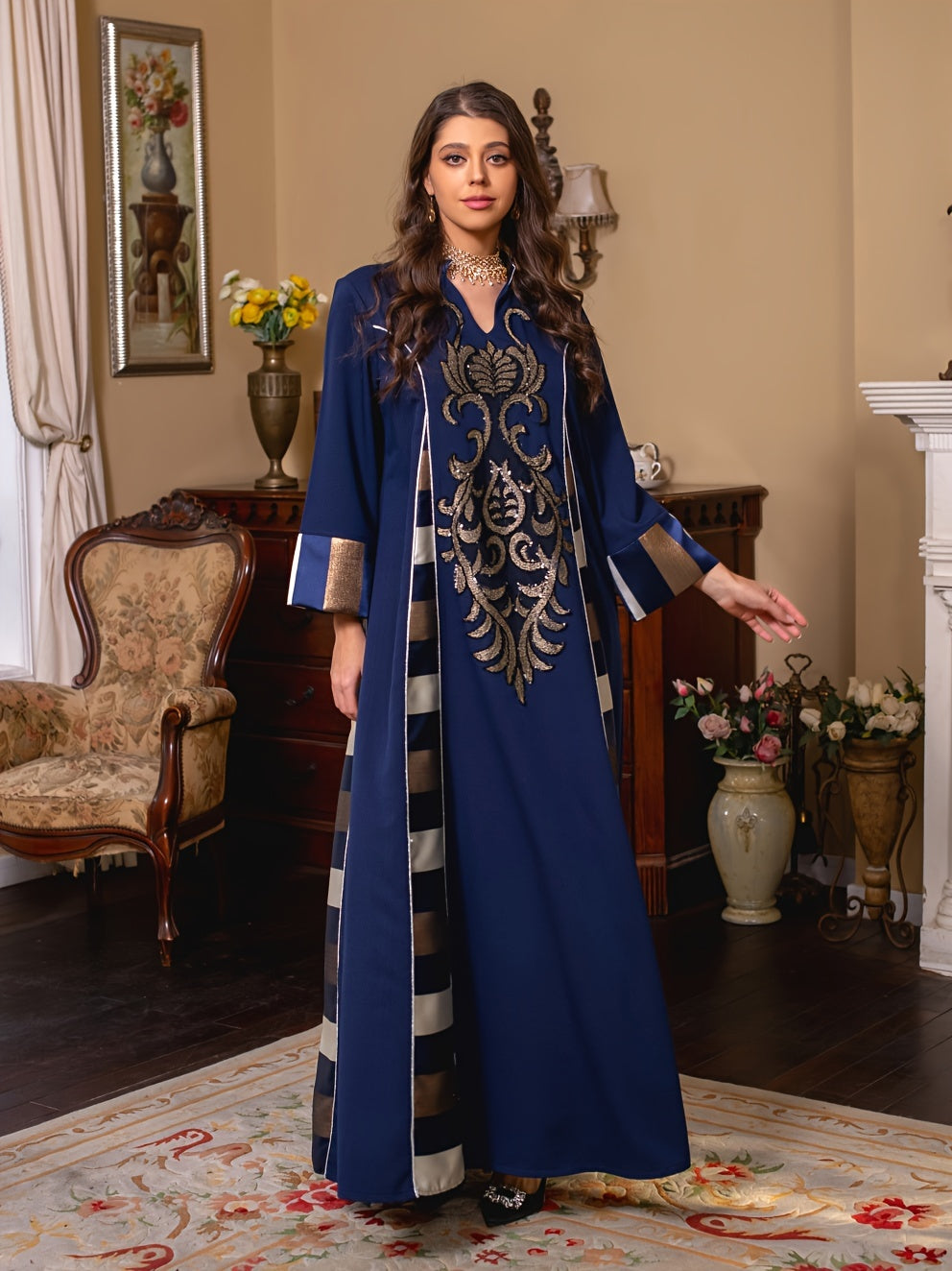 Oriented Spot Middle East Dubai Muslim Women's Abaya Long Dress ./MH