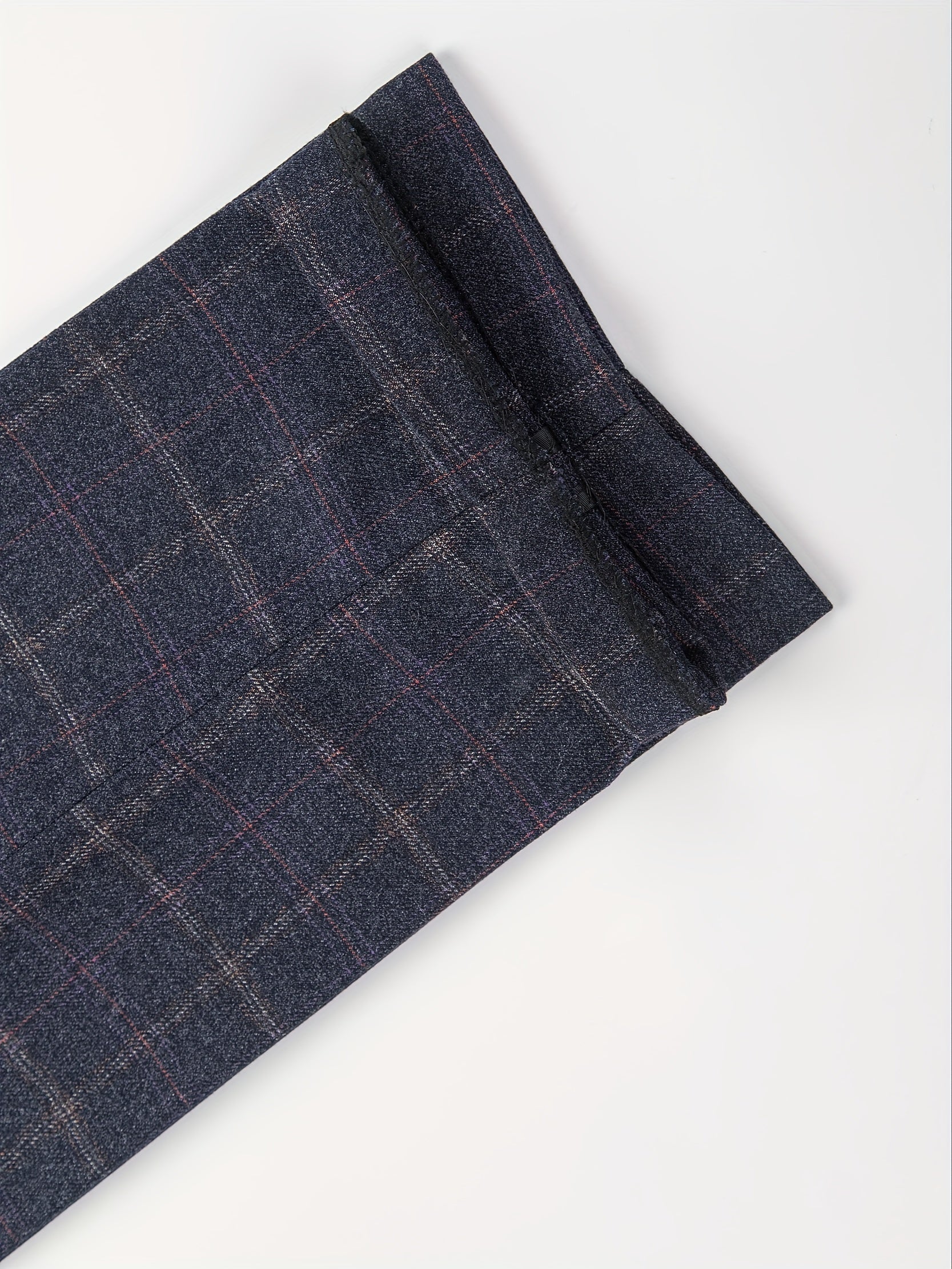 3pcs Men's Plaid Pattern Dress Suit Set, Notch Lapel Collar Blazer.