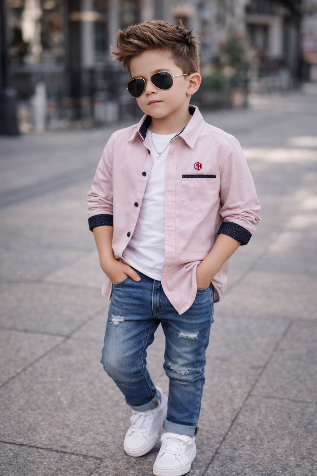 Kids Oven & Knit Contrast Long Sleeve Cotton Shirt (2-12yrs)MH