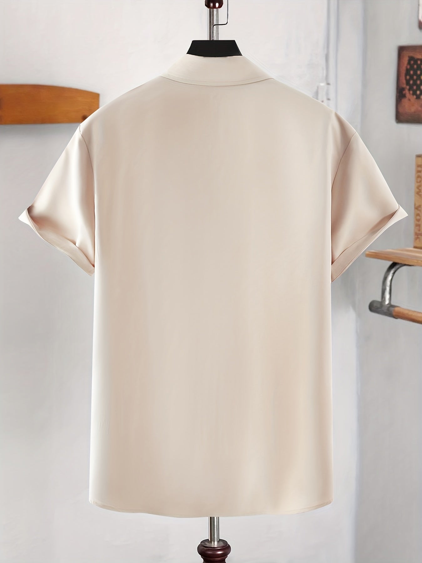 2pcs Plus Size Lapel Mens Solid Color Button Down Shirts, Top Blouse Shirts, Short Sleeve, Button Down Dress Shirts