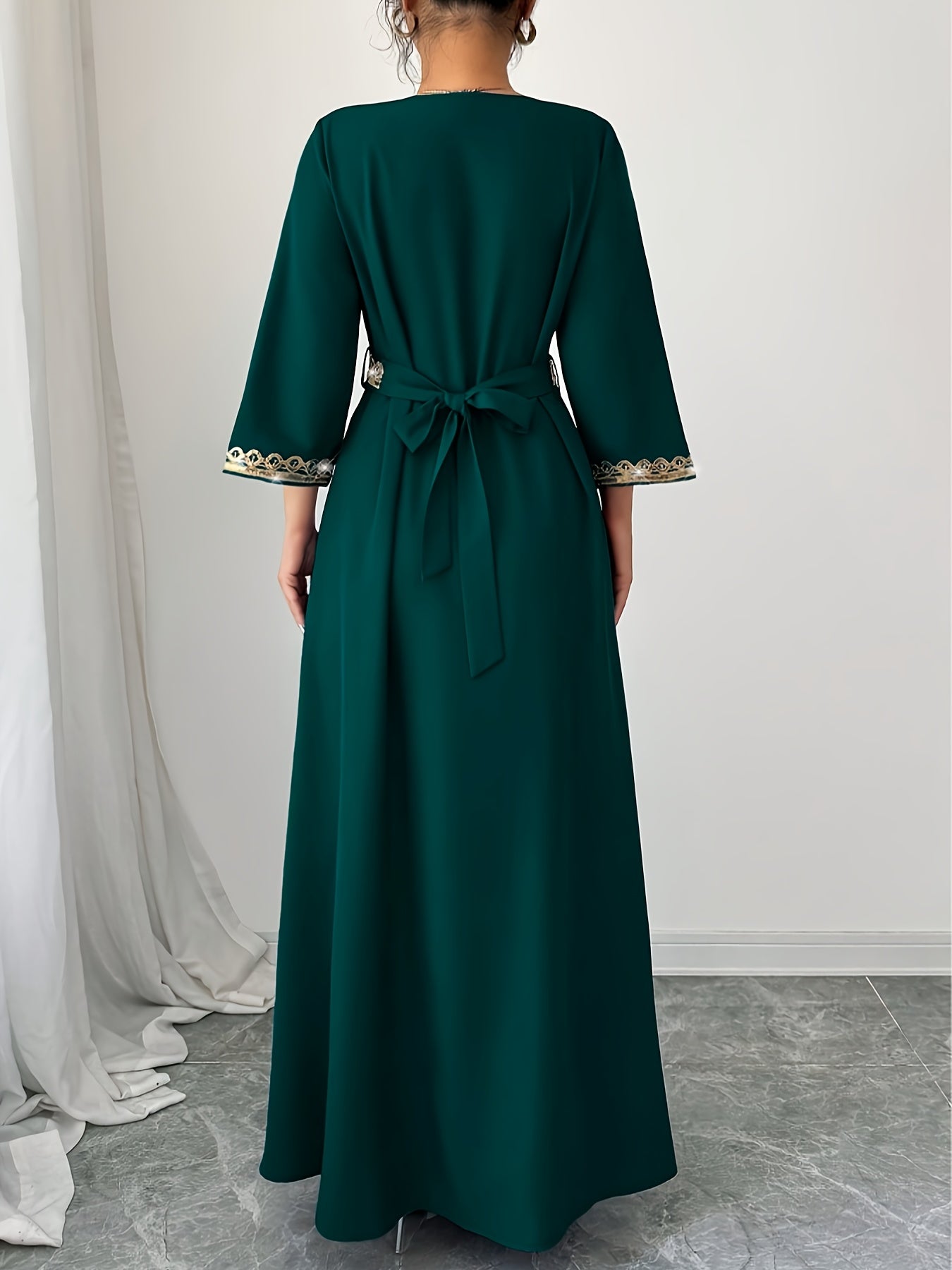 Yuhongfei Directional YY0309072 Mid-Sleeve Maxi Dress