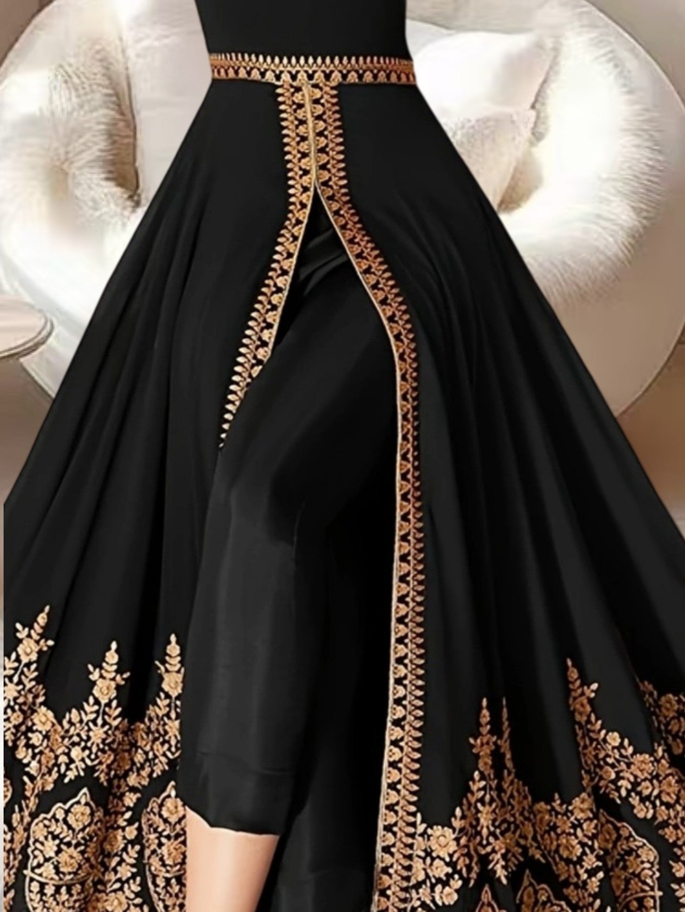 2pcs Middle Eastern European Retro High-Waist V-Neck Long Sleeve./MH