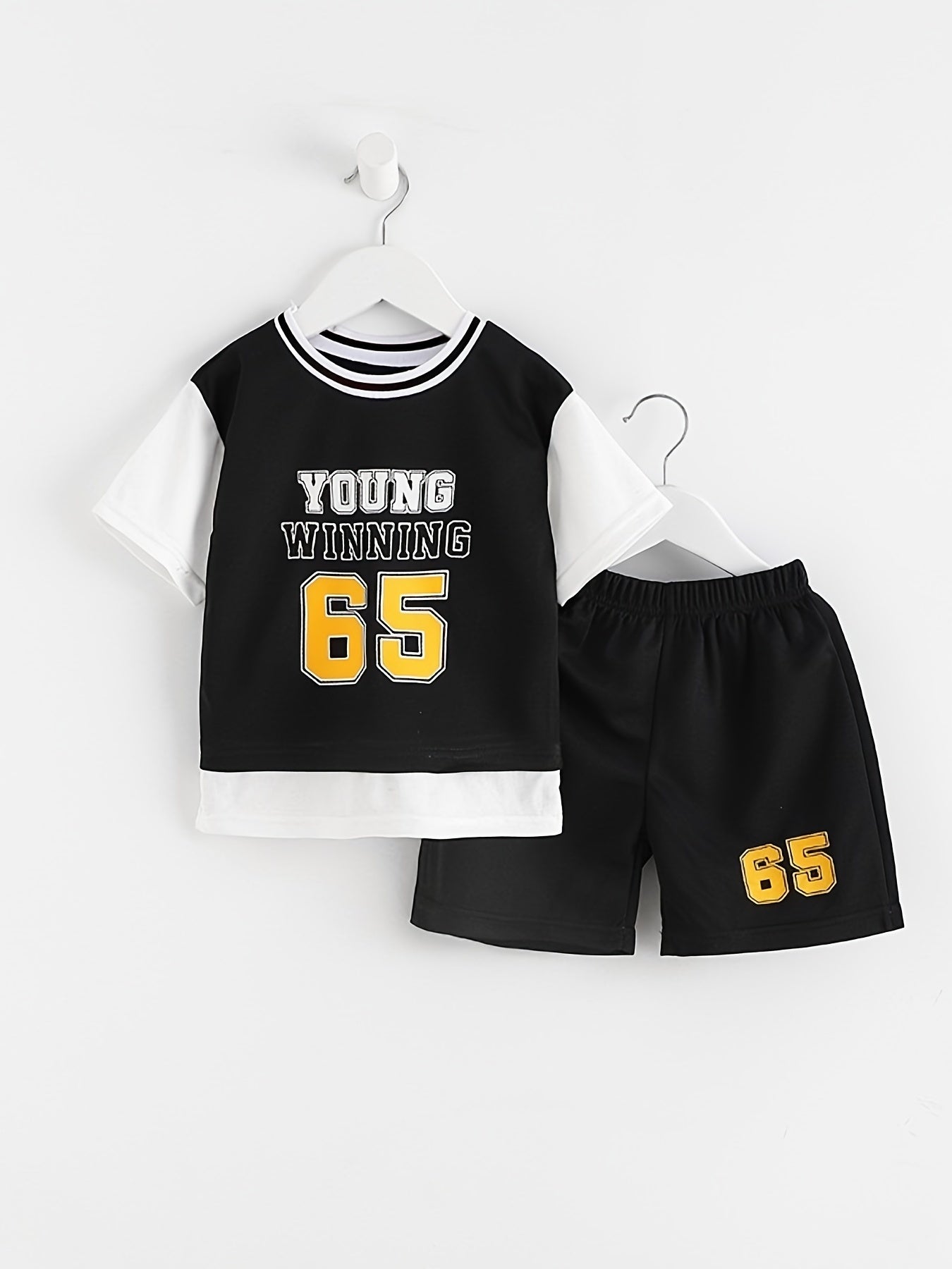 Boys "Young Winning" Number "65" Casual Outfit Round Neck T-shirt.