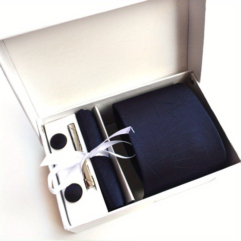 Men's Tie Gift Box 3 Piece Of Sets Tie Pocket Square Cufflinks Tie Clip