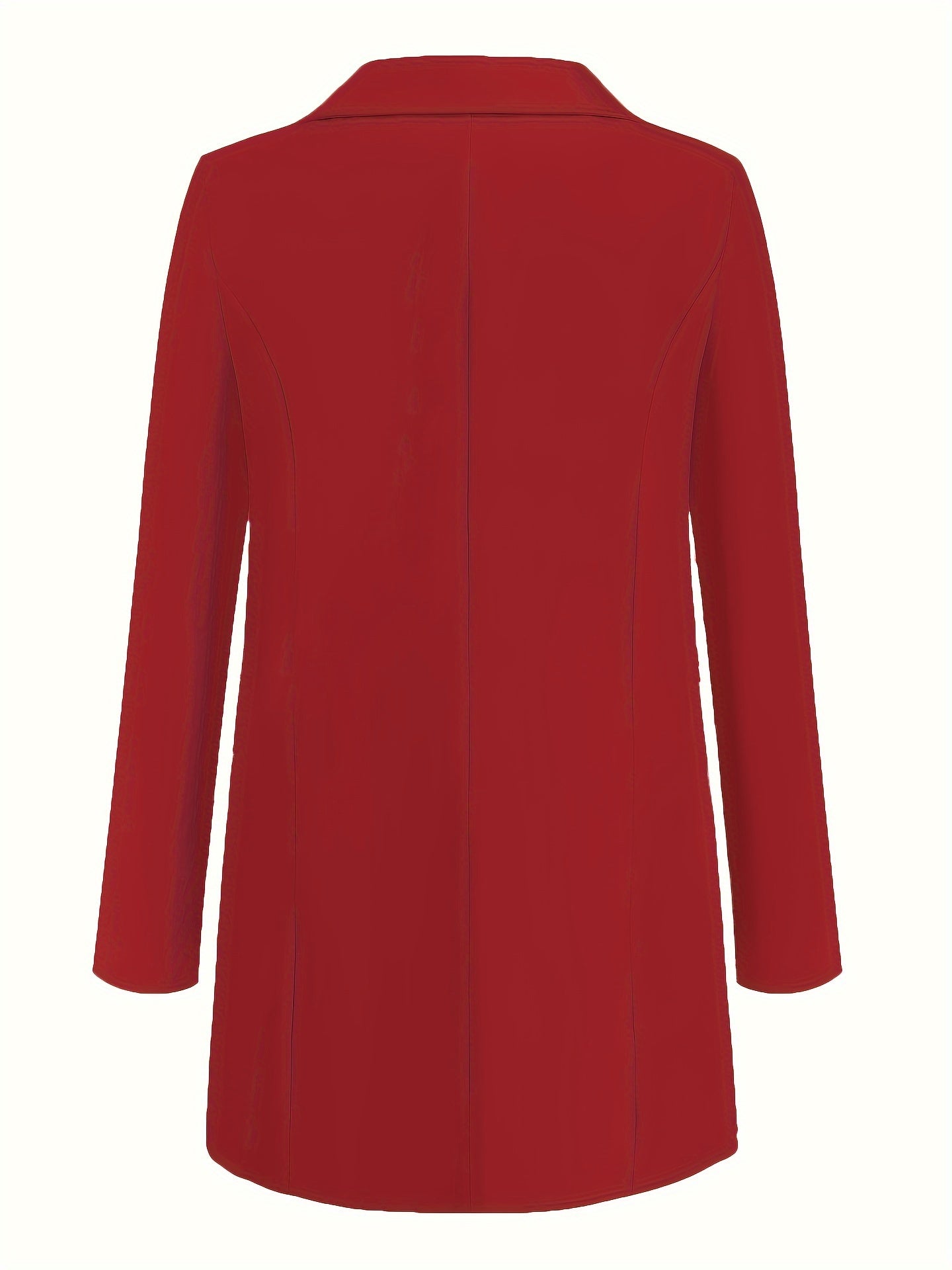 Solid Open Front Blazer, Elegant Lapel Long Sleeve Blazer.