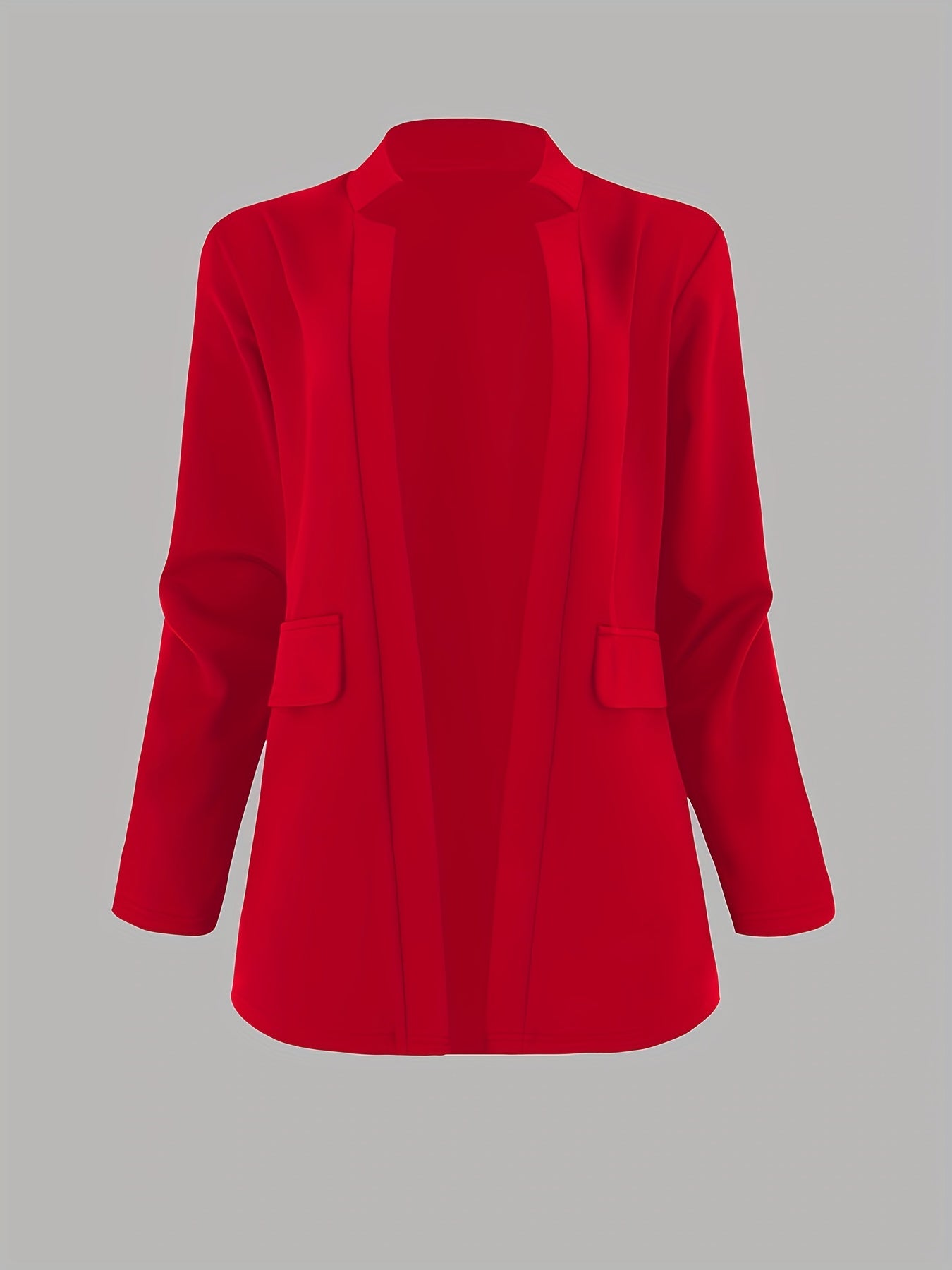 Solid Open Front Blazer, Casual Long Sleeve Blazer For Office,