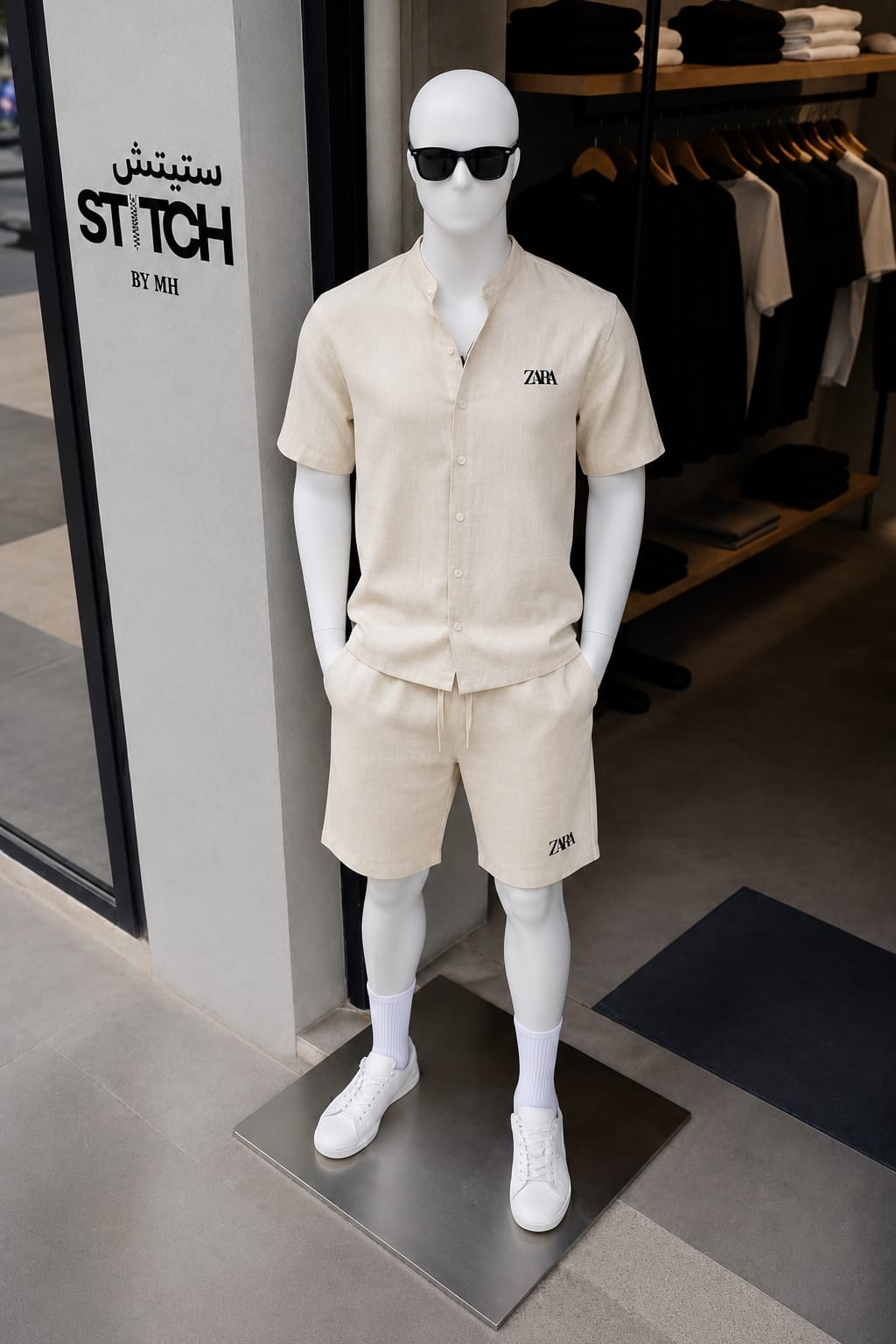 Men’s Premium Textured Band Collar Shirt & Shorts Co-ord Set | Half Sleeve Summer Set | M–XXL