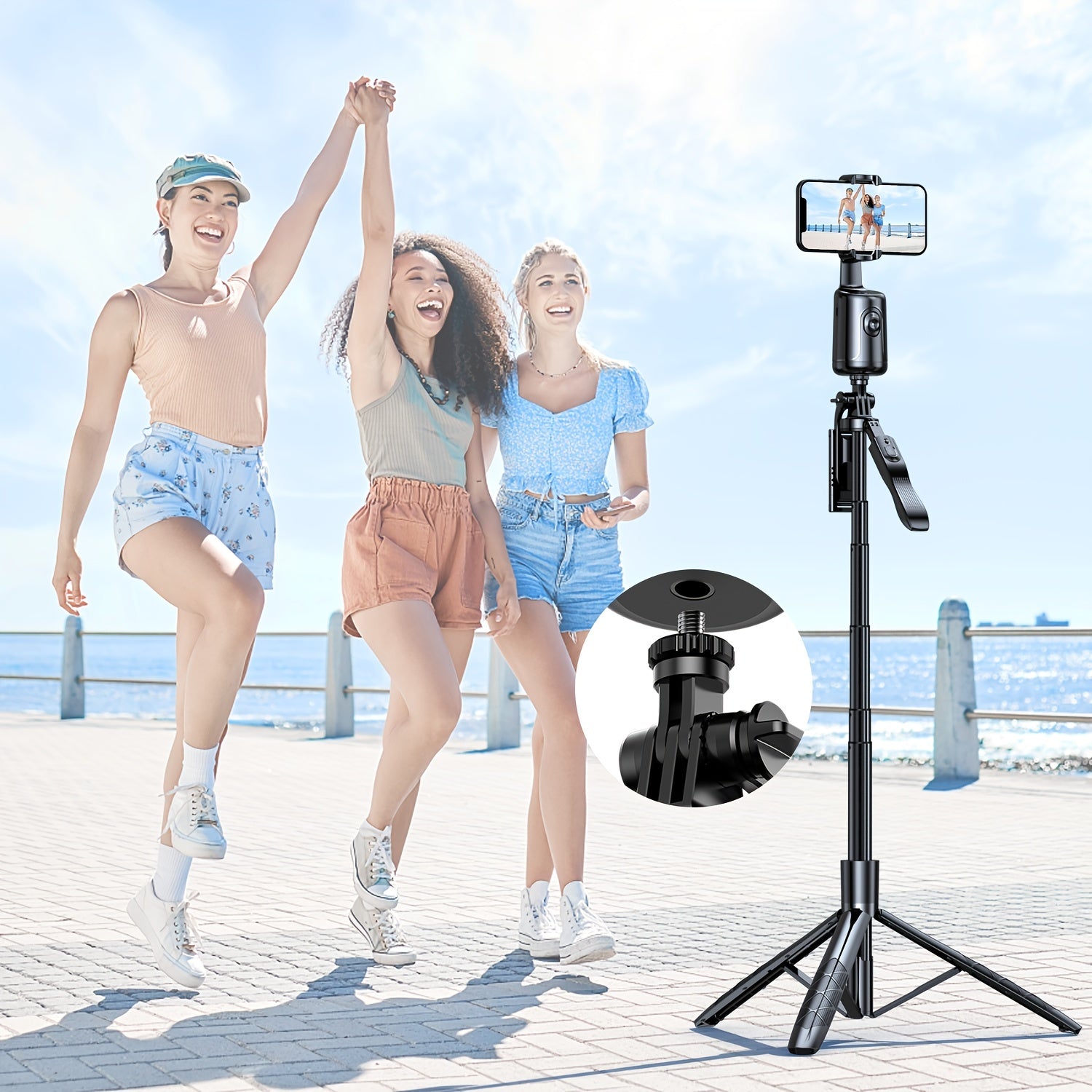 Auto Face Tracking Tripod, No App Required, 360° Rotation .