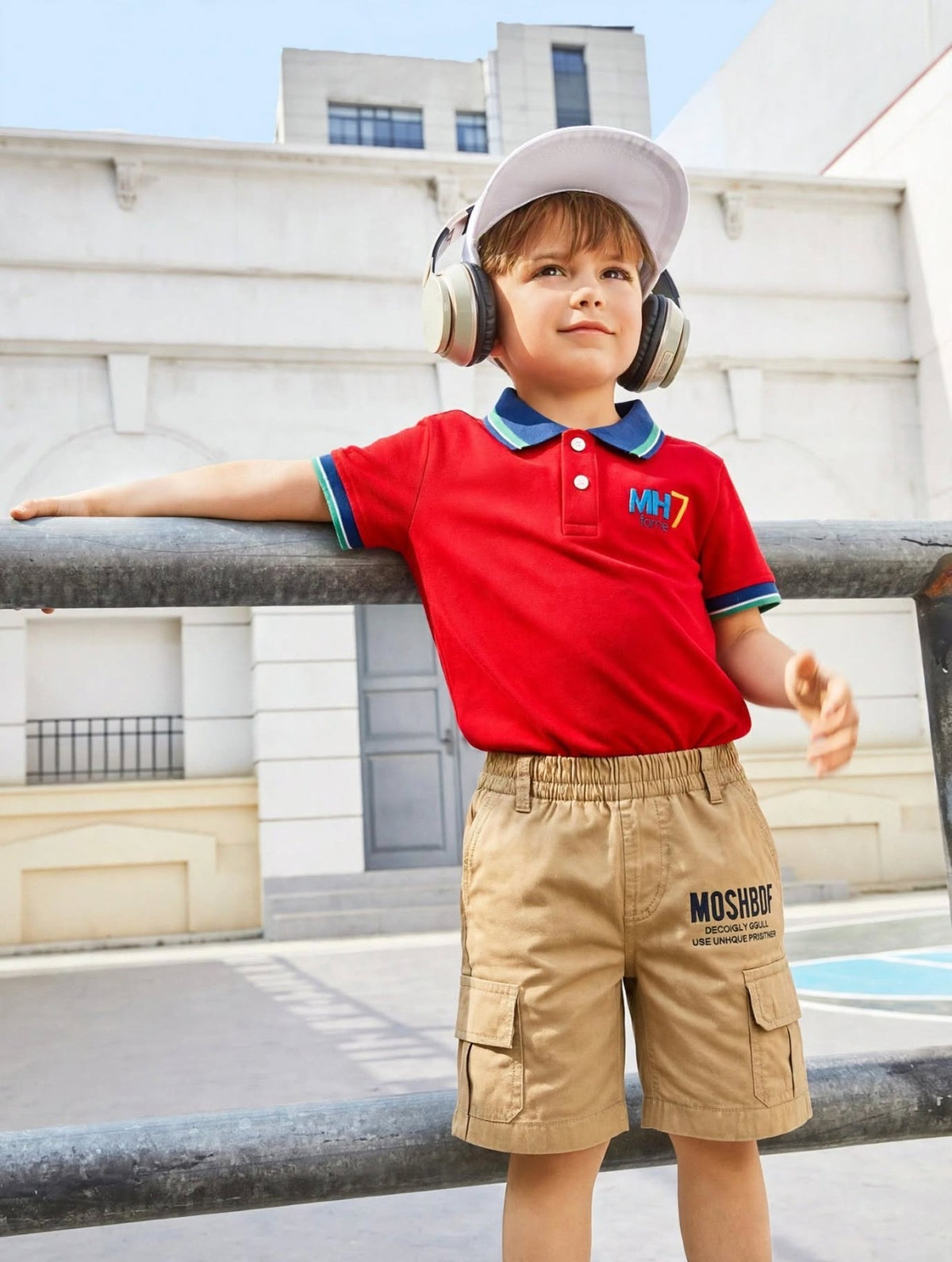 Boys Short Sleeve Embroidered Logo Red/Navy Dubai Fashion | Sizes- 1-8 Years | MH