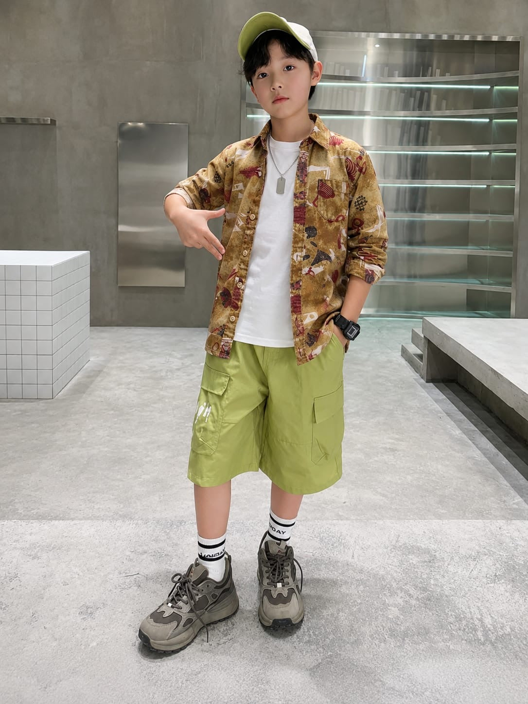 Boys’ Trendy Abstract Printed Casual Shirt – Long Sleeve Cotton Top (3-14 Years) | MH