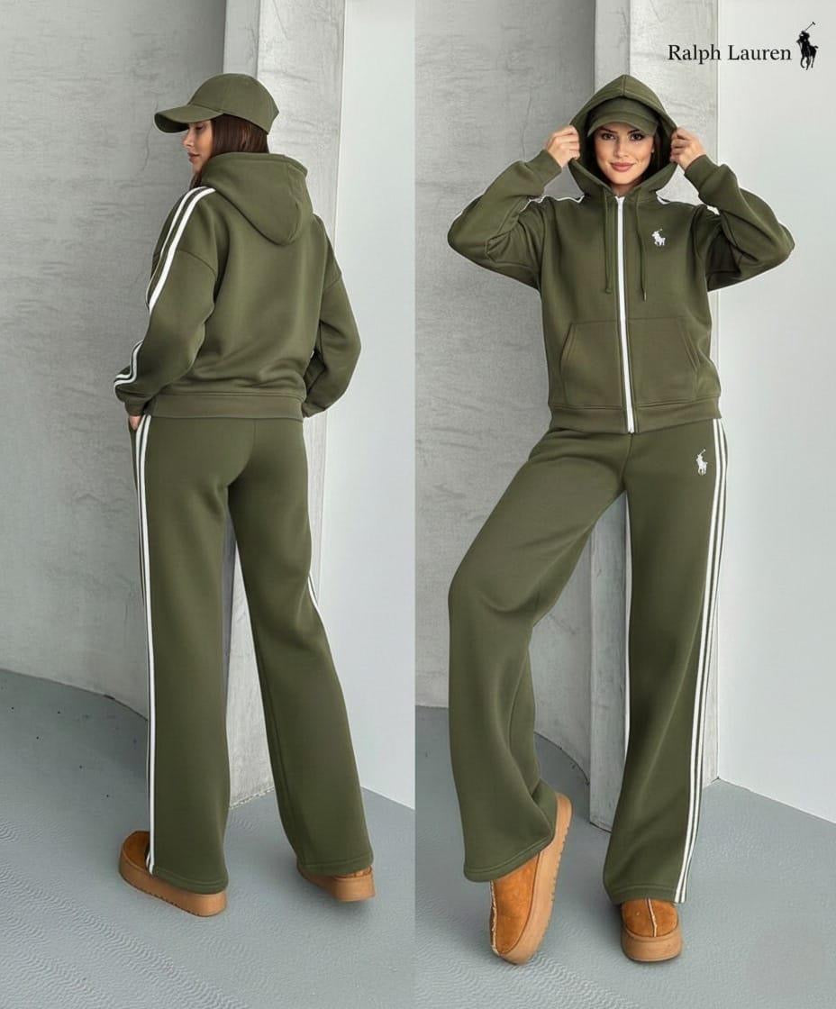 Women’s US Polo Tracksuit Full Zip Hoodie & Sweatpants Side Stripe Lounge Set S-XL | MH