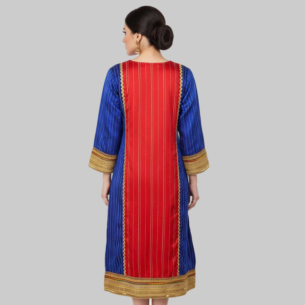 Women’s Blue Red Green Salwar Kameez Oman Traditional Suit | Sizes 40,44 | MH