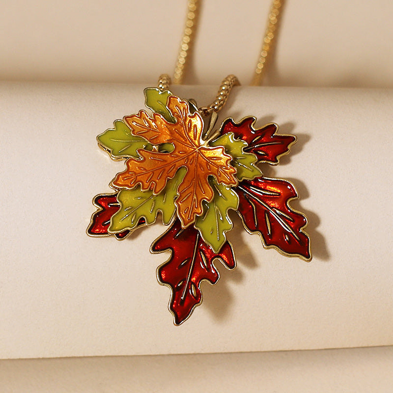Stackable Maple Leaf Necklace Delicate Neck Jewelry Decorations .