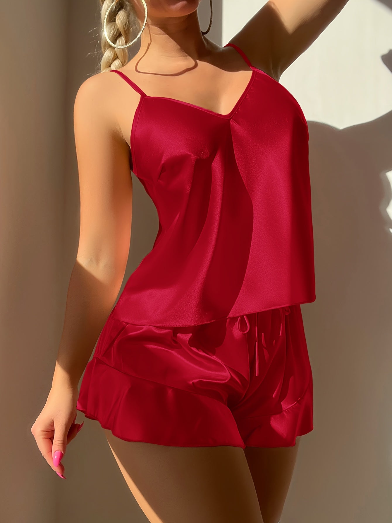 2pcs V-Neck Pajama Set for Women,