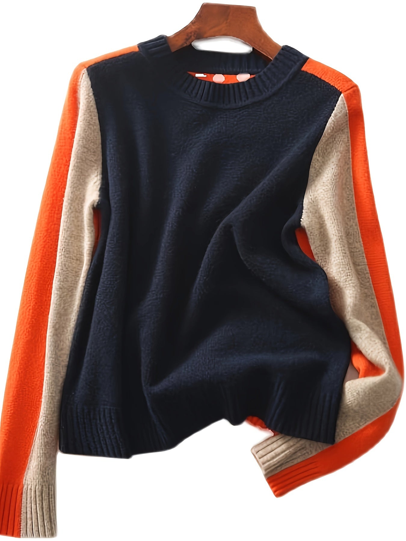 Crew Neck Pullover Sweater, Casual Long Sleeve Fashion Sweater,